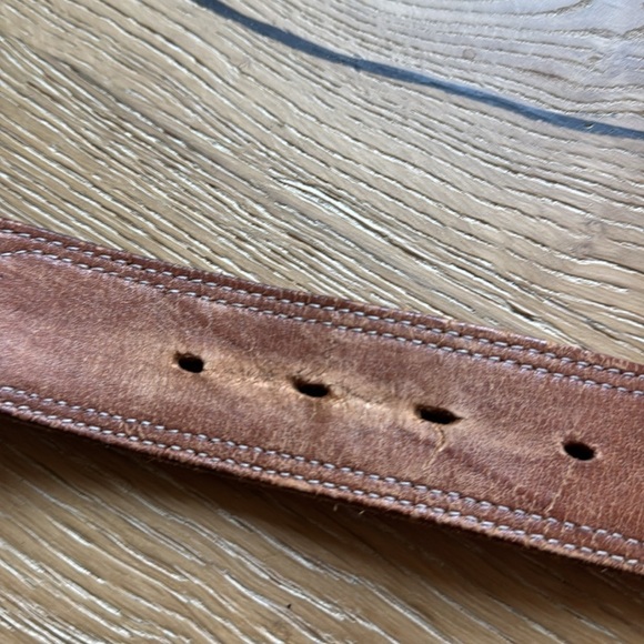Vogt Hand Tooled Leather Belt 40 Brown Distressed Basketweave Cowboy Western - Picture 9 of 14